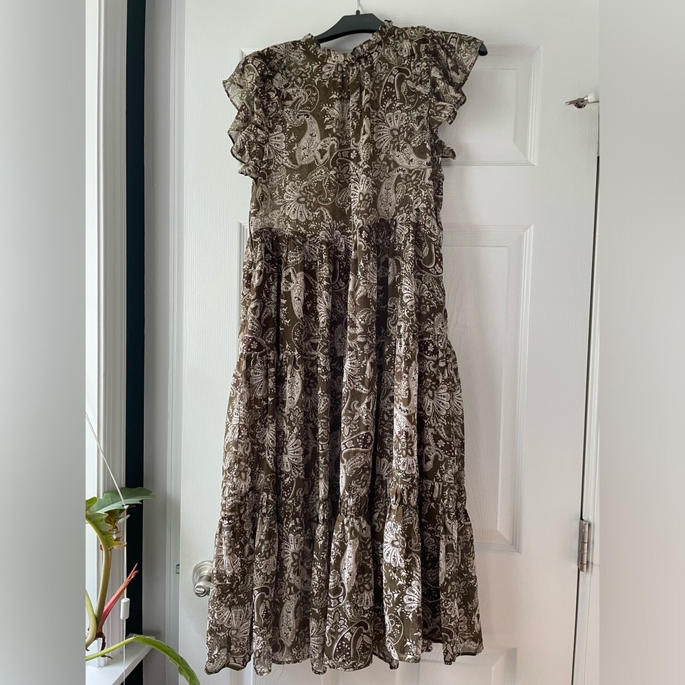 Moon River olive/brown midi dress
